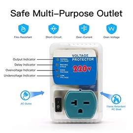 BSEED Enchufe de Aparato Electrodoméstico Protectores contra Sobretensiones Tensión Salida de Corriente 220 V 4400 Watts 1 Paqiete