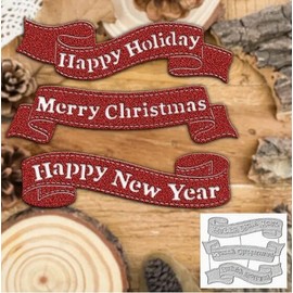 Merry Christmas Metal Die Cuts,Happy New Year Cutting Dies Cut Stencils DIY Scrapbooking Decorative Embossing Paper Scrapbooking Card Making
