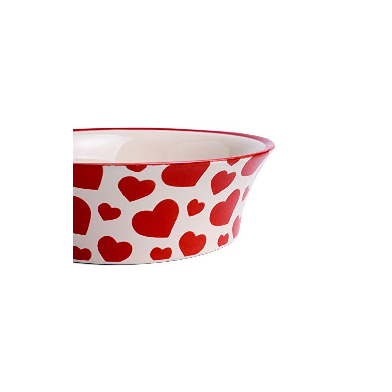 Petface Red Hearts Flared Ceramic Bowl for Cats