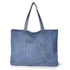 Hoxis Casual Denim Tote Bag with Zipper, A4 Large Capacity,