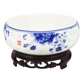 Happyyami Ceramic Hydroponic Flower Pot 7.08X6.29X4.13In Non-Hole Daffodil Planter Deep Water Storage Container for Indoor Bonsai Succulent Plants