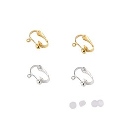 Earring Clip Backs Clip-on Converter Components Findings with Post for None Pierced Ears Gold and Silver with Pads