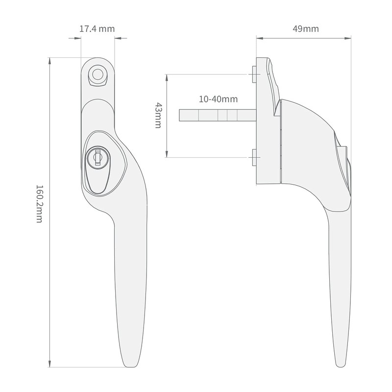 Chrome Right-Hand Yale UPVC Window Handle Cranked Double Glazing Universal