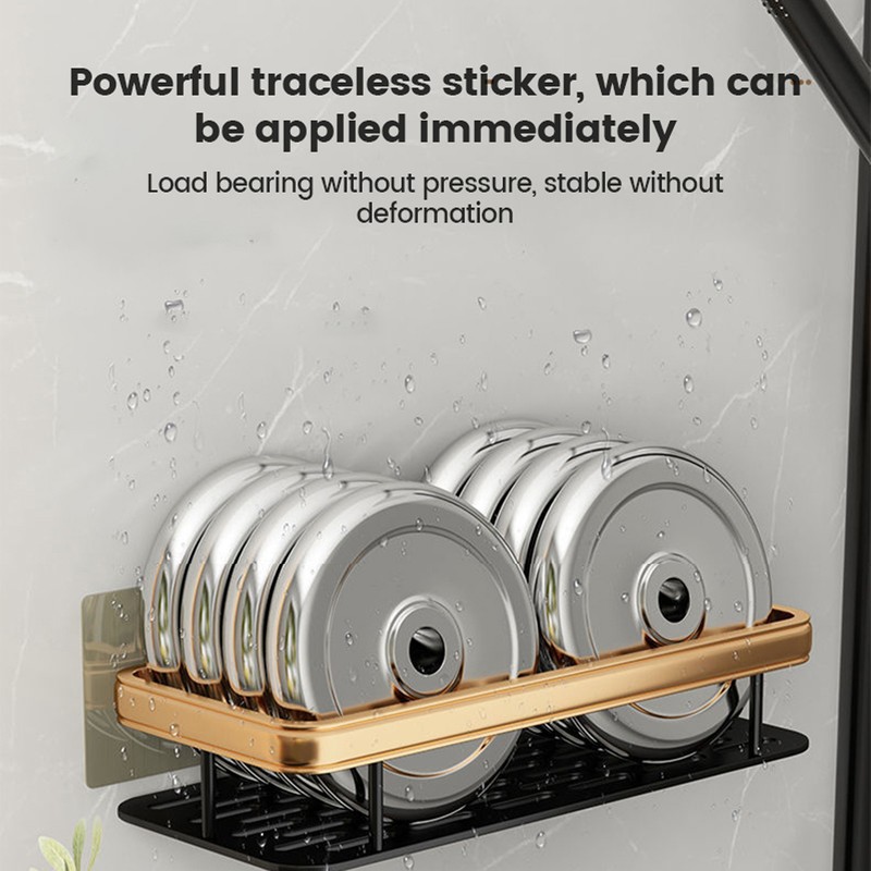Shower Storage Rack 3 Layers Punch Free Rectangle Aluminum Shower