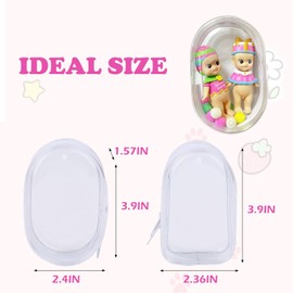 2Pcs Clear Figure Display Case with Keychain for Storage 2 Sonny Dolls, Clear Keychain Pouch Blind Box Display Carrying Case for Mini Figure Doll Collectors