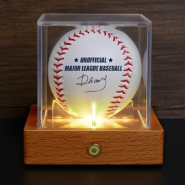 Baseball Display Case with Led Light, Rechargeable Acrylic Baseball Case Display for Balls, UV Protected Clear Baseball Holder Display Case, Memorabilia Baseball Stand for Softball, Pool, Tennis, Golf