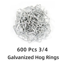 TFUTLT 600 Pcs 3/4" Galvanized Hog Rings Professional Upholstery Hog Rings Installation Assortment Kit for Auto Upholstery and Fencing,Bagging,DIYCraft,Furniture,Pet Cages,Ropes