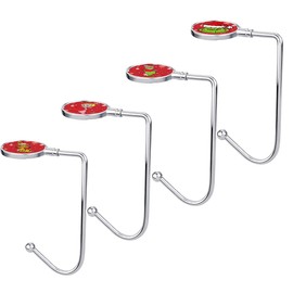 Christmas Stocking Hangers for Mantel Set of 4, Non-Slip Christmas Stocking Holders for Fireplace, Lightweight Metal Stocking Hangers for Mantle,Stocking Hooks for Christmas Decoration (Red Style)