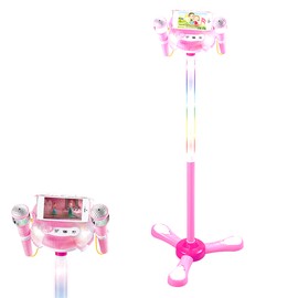 Kids Karaoke Machine with Double Microphones Adjustable Stand Music Play Set Karaoke Players Toys Girl Gift