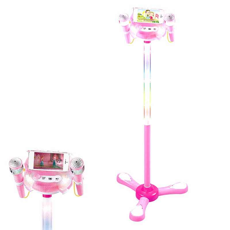 Kids Karaoke Machine with Double Microphones Adjustable Stand Music Play