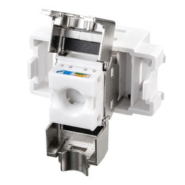 Sanwa Supply Keystone Jack CAT6A RJ-45 Shielded Jack JIS Compliant Faceplate Compatible White LA-FP-MJ7