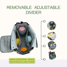 JOZEA Yarn Storage Portable Bag, Normal Capacity Knitting Projects Organizer for Yarns, Crochet Hooks, Knitting Needles (Green)