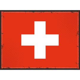 Ontrada Tin Sign 20 x 30 cm Curved Switzerland Flag Switzerland Decorative Gift Sign