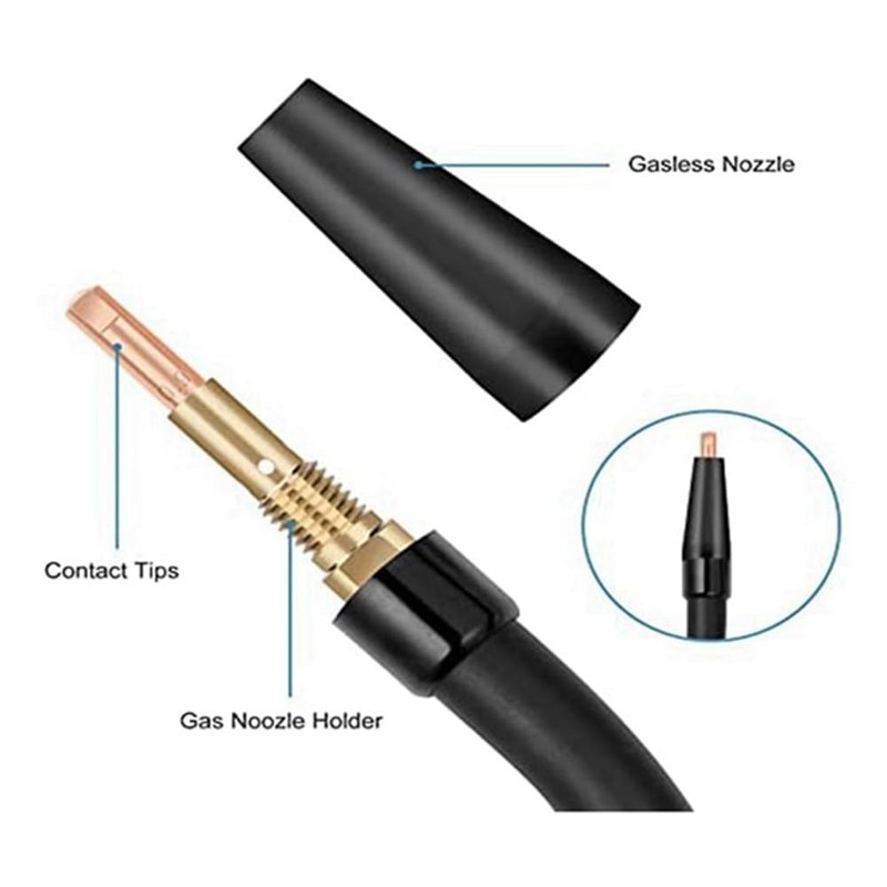 15Pcs MIG Welding Kit Flux Core Gasless Nozzle 0.9mm Brass