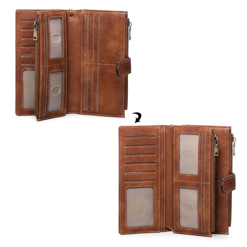 GOIACII Wallet for Women RFID Blocking Large Capacity Long Ladies
