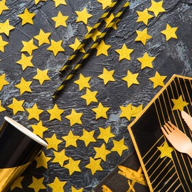 MOWO Glitter Five Stars Paper Confetti, Wedding Party Decor and Table Decor, 1.2’’ in Diameter (Glitter Gold,200pc)