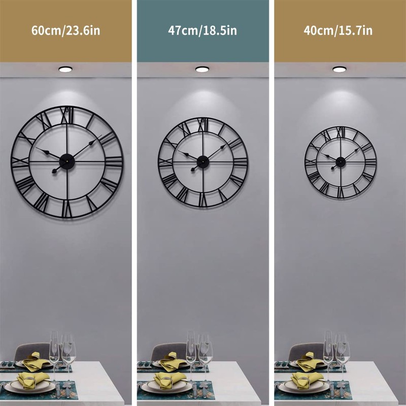 Large Modern Metal Wall Clocks Rustic Round Nearly Silent Little