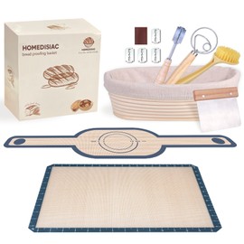 Banneton Bread Proofing Basket Set, 10 Inch Oval, Sourdough Bread Baking Supplies, Bread Making Starter Kit, Proofing Baskets for Baking, Perfect Baker's Gift Set
