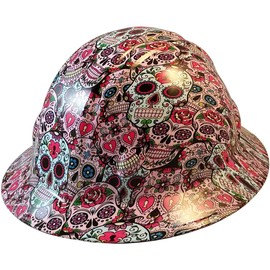Hydrographic Full Brim Hard Hats with 6 Point Suspension - Sugar Skulls