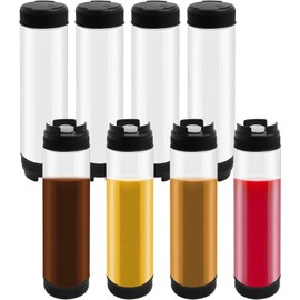 8 Pcs Inverted Plastic Squeeze Bottle 16 oz Refillable Condiment Bottles Self Sealing Sauce Dispenser for Thick Condiments Sauces Batter Dressing Catering Food Trucks Restaurant (Black)
