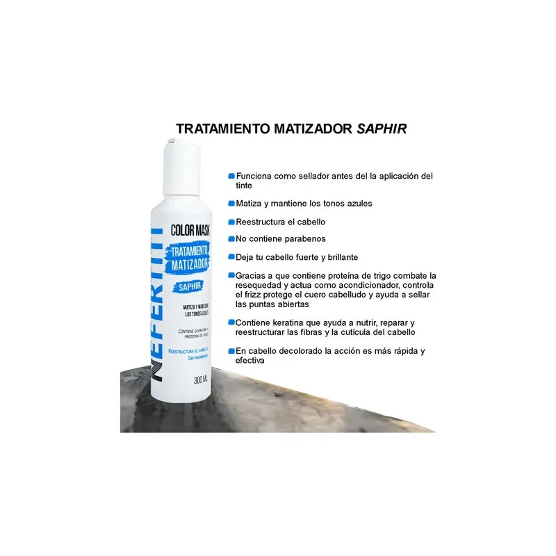 Shampoo Matizador Para Cabello Azul Con Keratina Nefertiti