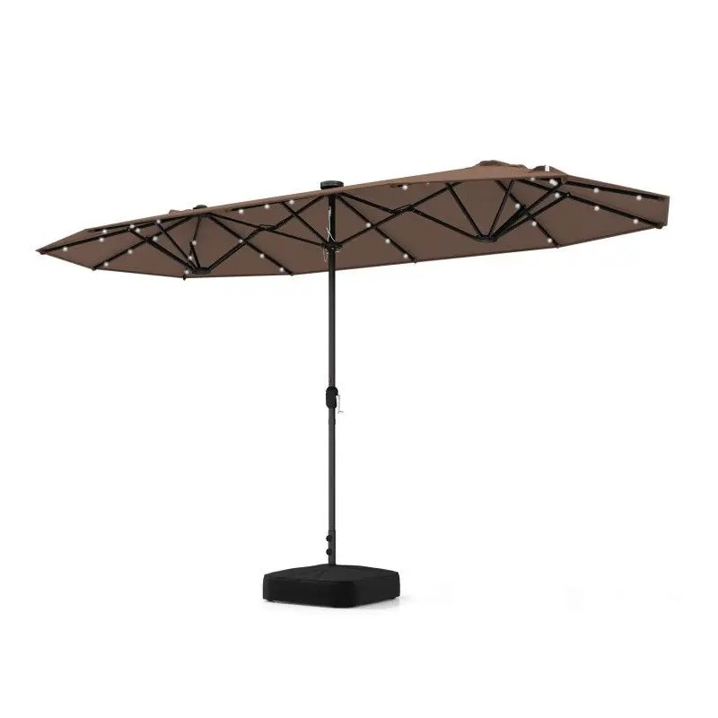 13FT Double-Sided Solar Powered Patio Umbrella with LED Lights for
