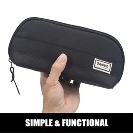 Sooez Wide-Opening Pencil Pen Case, Lightweight & Spacious Pencil Pouch Zipper Stationery Bag, Aesthetic Supply with Triangular Design for Adults, Black