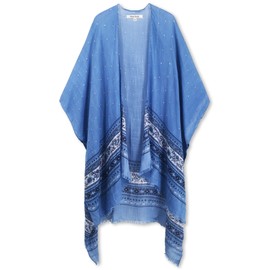 Moss Rose Women's Beach Cover up Swimsuit Kimono with Bohemian Floral Print, Loose Casual Resort Wear