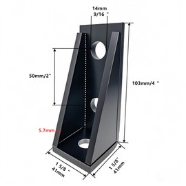 BIAXJUNY 90 Degree Gusseted Fitting for 1-5/8" Strut Channel,3 Hole Heavy Duty Steel Right Angle Connector Brackets for 1 /2" Bolt, 5.7 mm Thick (Black 4 Pack)