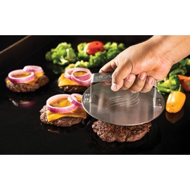 Blackstone 5462 Hamburger Kit (3 Piece) – Metal Flipper Spatula Turner, Basting Cover & Hamburger Press Patty Stainless Steel Burger Maker Set for Bacon, Steak–Griddle Accessories for Grilling, Black