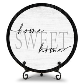 Home Desk Decor, Home Sweet Home Wood Plaque Decor Sign, Housewarming Gifts For New Homeowners, Family Desk Decor For Living Room, Farmhouse Home Office Decorations For Desk Table Shelf -a17