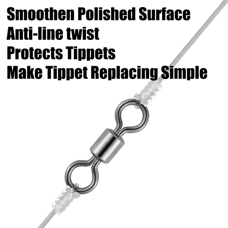 Dr.Fish 50 Pack Fishing Micro Swivels Fly Fishing Swivels Rolling