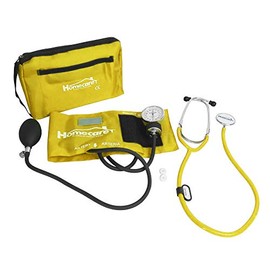 Homecare Kit Baumanometro con Estetoscopio Simple Amarillo Incluye Estuche de Transporte.