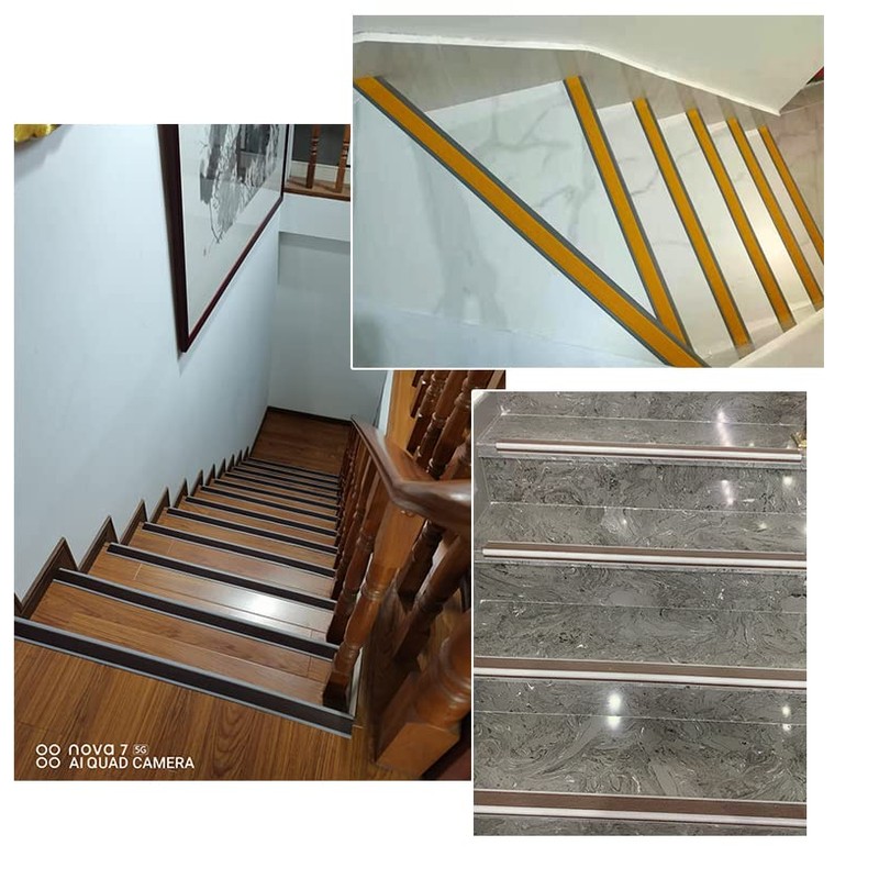 Vakerga 72 Inch L-Shaped Vinyl Rubber Non-Slip Self-Adhesive Stair Edge
