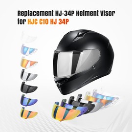 LKV HJ-34P Helment Visor Replacement - HJC C10 Motocycle Helmet Visor UV Protection Face Shield Compatible with HJ34P HJC C10 (Chrome Silver)