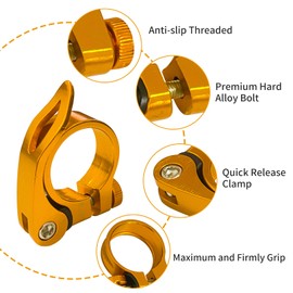 2 Pcs Bicycle Seat Clamp，31.8mm Quick Release Bike Seatpost, Aluminum Alloy Seat Lock Clamp, Bicycle Seat Attachment (Gold)