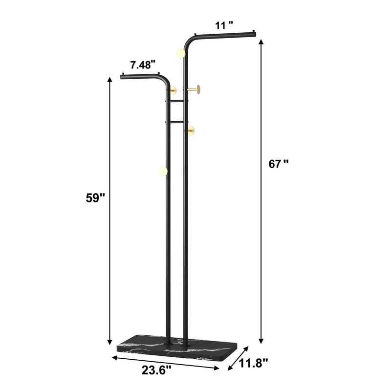 HOMEFORT Coat Rack, Freestanding Metal Coat Racks, Double-pole Clothes Hat