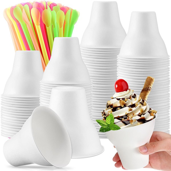 FoldTier 100 Set Snow Cone Cups and Straws Set 12