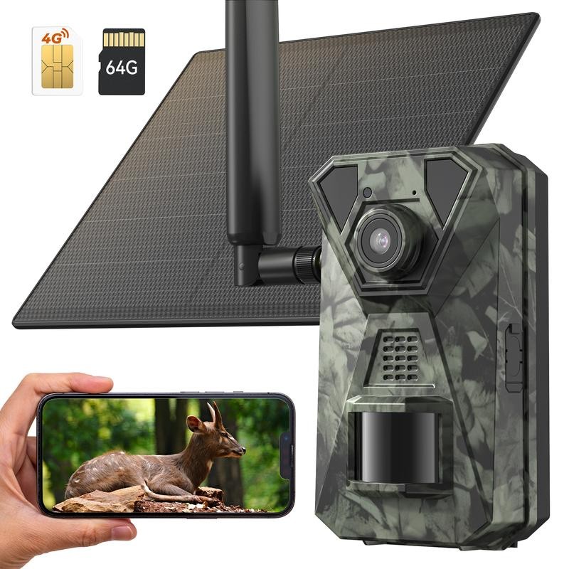 DEATTI Solar Powered Wireless Trail Camera with 2K Video, 64GB