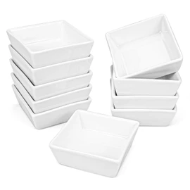 Foraineam 10-Piece Porcelain Ramekins, 4 Ounce Ramekin Bowl Set Square Baking Dipping Bowls