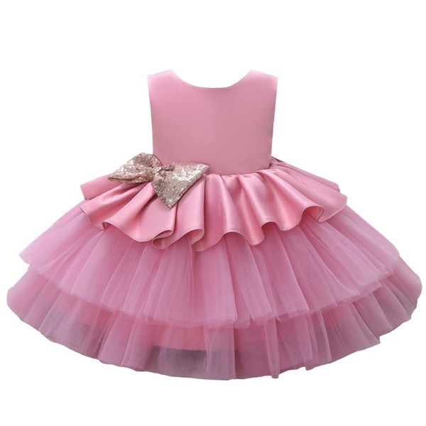 Cosplay Life Floral Dress for Girls and Young Adults Fashion Flower Waistline Kids Party Festival Dress Ages 2-6 Years Old (4 Years, Pink)