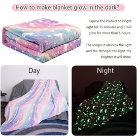 JEWYOCO Glow in The Dark Blanket Pony Gifts for Girls Boys Soft Cozy Luminous Blanket 3 4 5 6 7 8 9 10 Year Old Presents Christmas Thanksgiving Birthday Easter Bedroom Decor 50"x60"