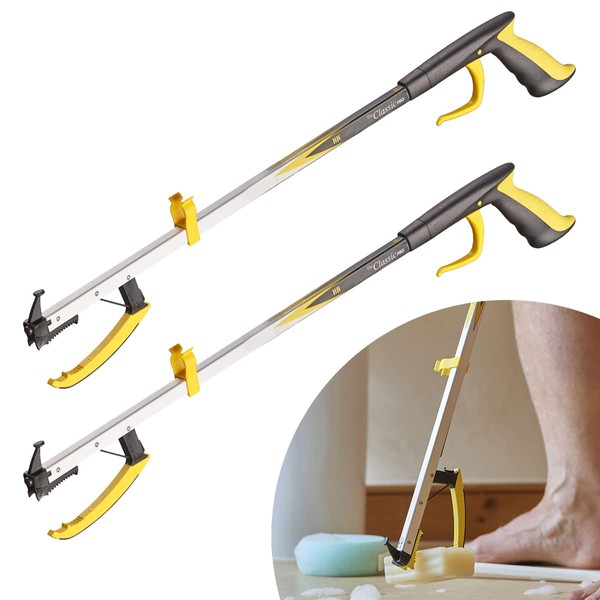 2 Pack The Helping Hand Company Classic PRO Reacher Grabber. 1 x 26"/66cm & 1 x 32"/81cm. Long Handled Grabber Stick for Elderly, Disabled, Reaching Aid for Anyone Struggling When Bending and Reaching