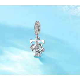 XOYOYZU Silver Letter Charm Fit for Charms Bracelet Alphabet Initial Dangle Charms Beads Jewelry Gifts for Women T