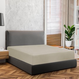 Soroor® Bedding & Linen | Microfibre Single Fitted Sheet, Beige - Deep Pocket 12 inch (30 cm) | Super Soft Fabric, Easy Care, Strong Elastic Hem Bed Sheet | 150 x 200 x 30 cm (UK King)