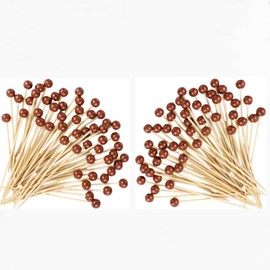 200 Pcs Bamboo Cocktail Picks,Cocktail Skewers for Appetizers Picks, Fancy Cocktail Toothpicks, Drinks Fruits Party Food Garnish，Toothpicks for Food Long Toothpicks 4.7Inch (Basketball)