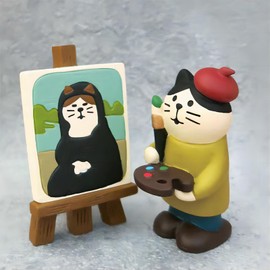 Dylayos Miniature Cat Artist Figurines, Cute Painter Cat Trinkets for Car Dashboard Decor, Funny Gifts for Women, Mom, Coworkers & Cat Lovers, Desk Ornaments, Home Office Decor, Mini Cat Sculpture