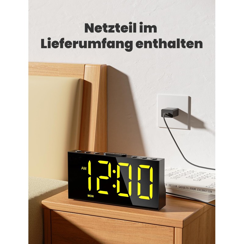 LIORQUE Alarm Clock Digital LED Alarm Clock with 8 Modes