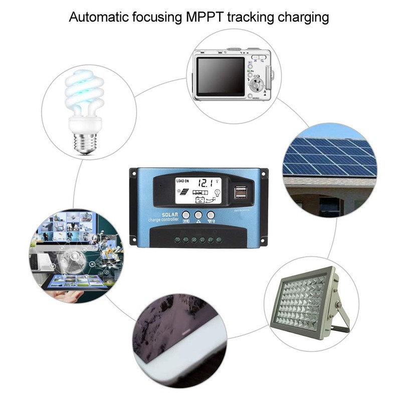 KIMISS Controlador de carga solar con pantalla LCD, MPPT 40/50/60/100A