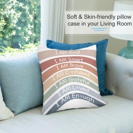 KEIROUTK Cushion Covers Classroom Reading Corner Boho Rainbow Decor Cushion Covers 45 X 45, Book Center Calming Corner Home Bedroom Playroom Decor Cushion Covers, 18x18 Inch Cushion Covers